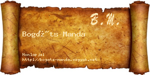 Bogáts Manda névjegykártya